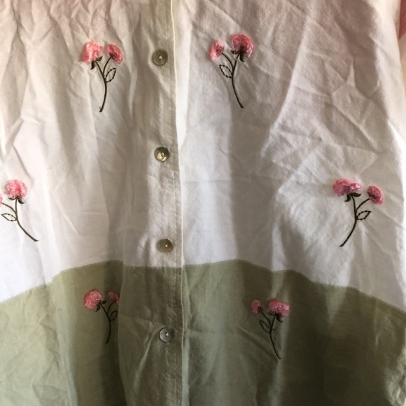 Lemon Grass 90s Y2K Floral Color Block Short Sleeve Button Down - Picture 3 of 8